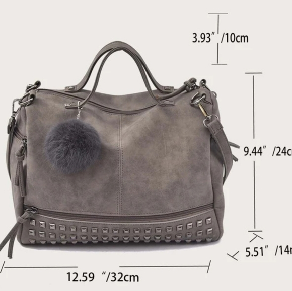 Studded handbag purse gray brown Emery Rose - Picture 11 of 11